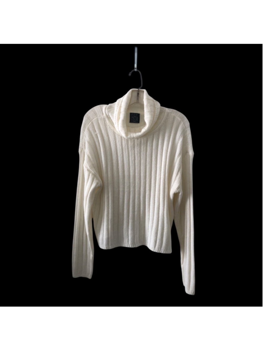 FCT With Love Vanilla Girl Slouchy Cowl Neck Sweater Feminine Romantic Sz Large